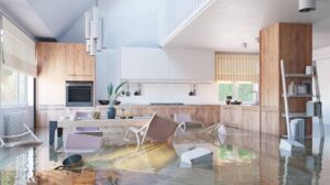 Water damage in kitchen