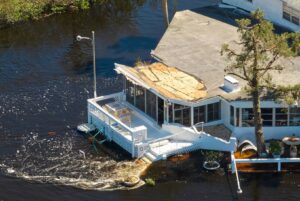 Storm damage to a house in Florida